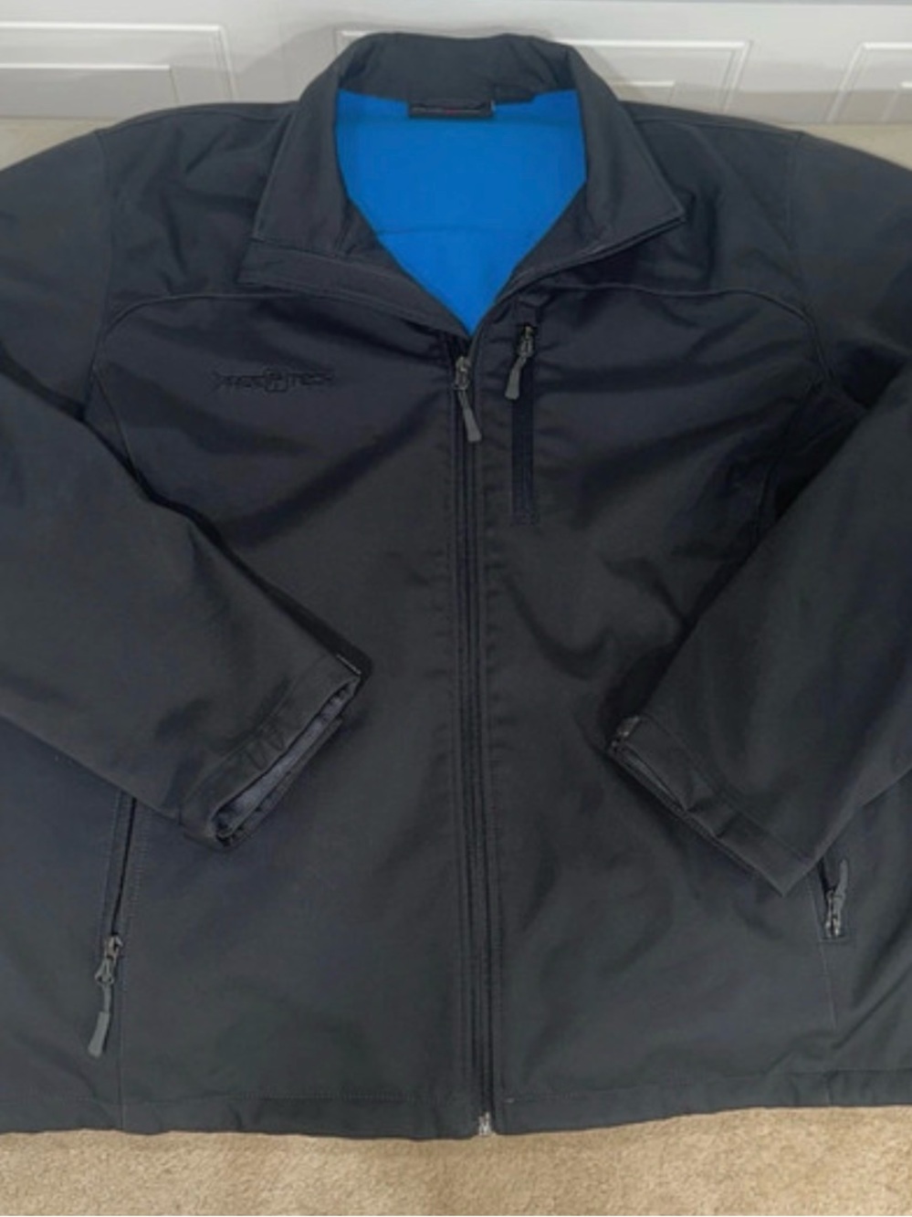 Men's Black Raincoat with Blue Lining